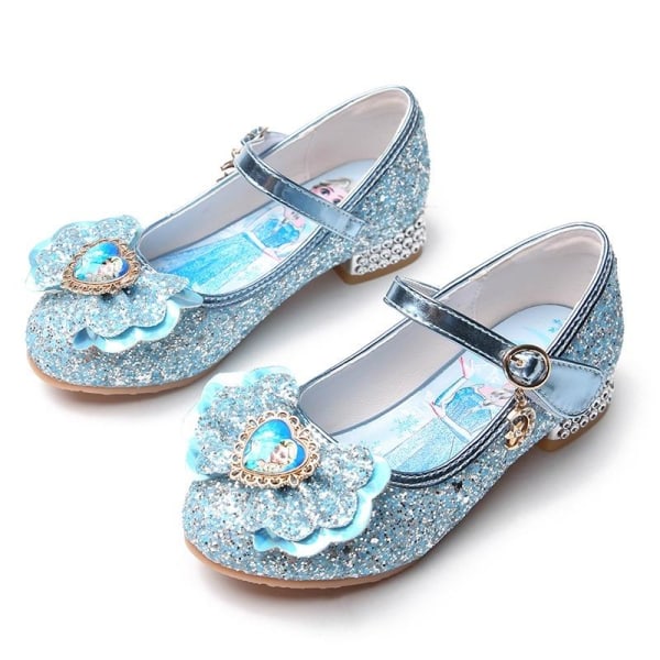 elsa prinsess skor barn flicka med paljetter blå 20cm / size32