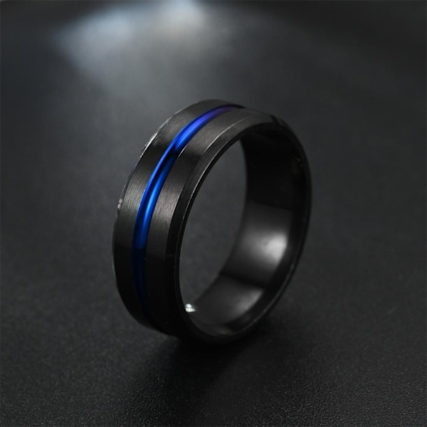 Elegant svart slitsad ring för män - Unik färgglad designdeklara 8mm dubbelfasad svart nr 12