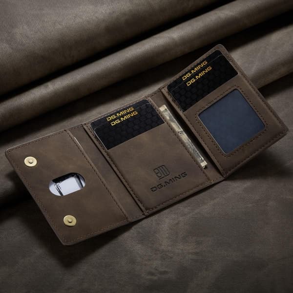 (Til iPhone 13 Pro Max) DG.MING M2-serien aftageligt lædercover: kaffe