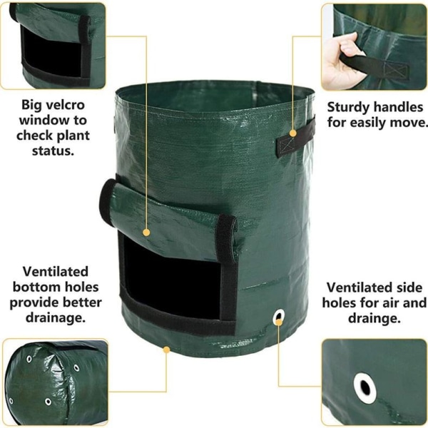 2-pak voksekasse vækstsæk vækstpose sort 10 gallon 35*45 cm