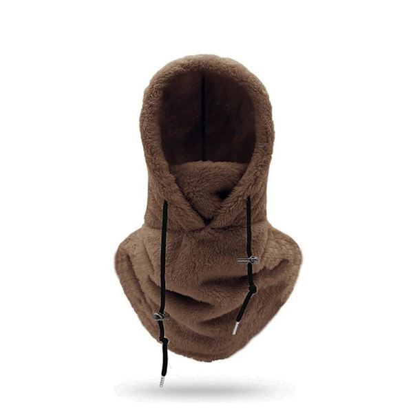 Talvpyöräily lämmin mask suksihattu arktis fleece huppu tuulenpitävä kylmä tummanruskea