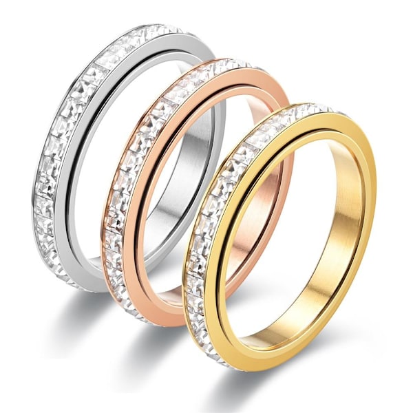 Drejelig diamantbesat periferi ring Smykker hale ring til kvinder 4 mm gylden lille firkantet diamant nr. 5