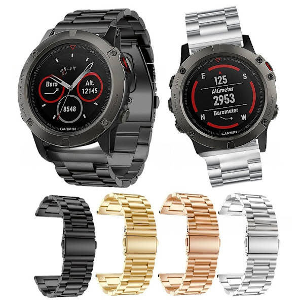 armbånd stål Garmin Fenix ​​7x/5x/6x sort