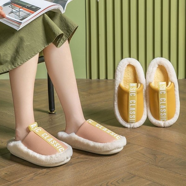 fluff tofflor varma tofflor innetofflor orange gul 36-37 (insida 24cm)