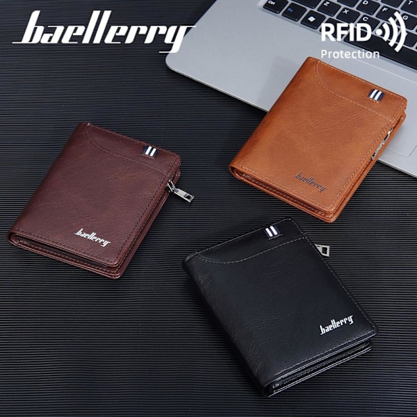 Baellerry Slim RFID-blokerende tegnebog til mænd med flere kortlommer sort