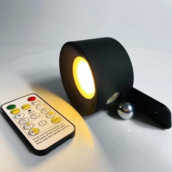 Genopladelig LED-væglampe med 3 farvetilstande, 3 lysstyrkeniveauer sort berøringskontrol (2pack)