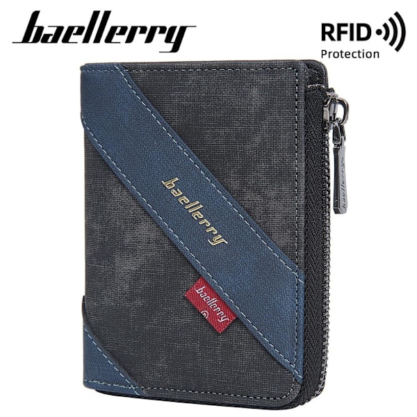 Baellerry Miesten Lompakko Business Color Blocking RFID Nahka Slim Zi syvä väri