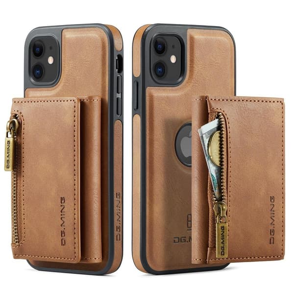 (Til iPhone 16 Pro Max) DG.MING M5-serien aftagelig pung-etui brun
