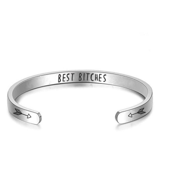 Titanstål C-formet Inspirerende Armbånd - Fortsett å skyve fremover stål farge beste tigere dobbel pil