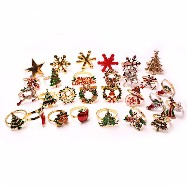 Servietringe Jul Thanksgiving Holidays Julepynt Julepynt ca 6 stk / elg 3