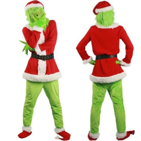 Julefest cosplay grinchen kostume maske børn/voksne 140 cm