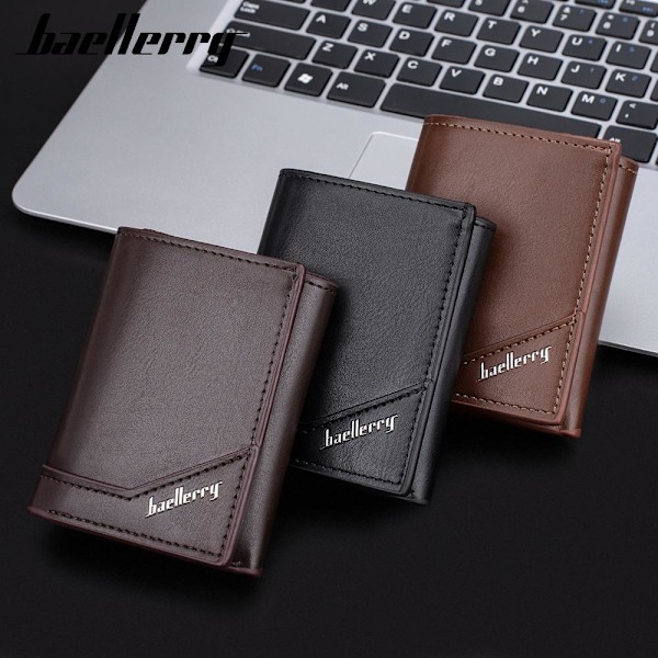 Baellerry Herre RFID Aluminium Visitkort Holder Tynd Tegnebog 3-fold sort