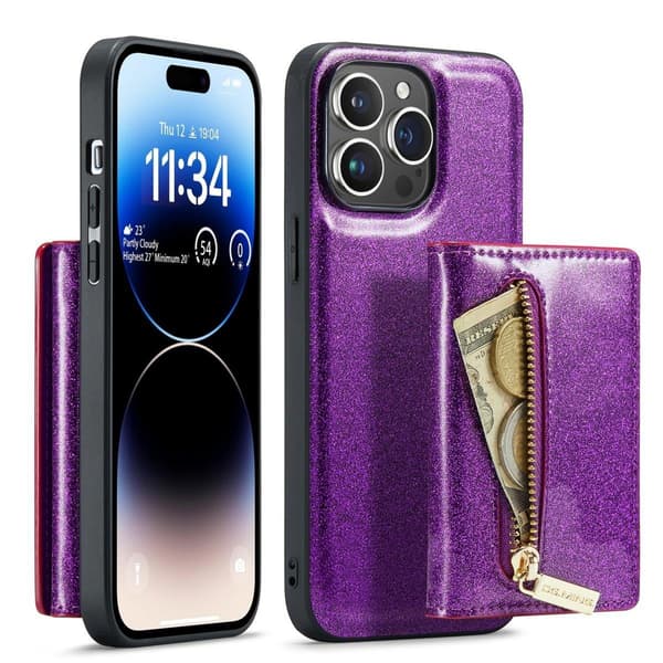 (Til iPhone 14 Plus) DG.MING M3-seriens glitrende telefoncover: sølv
