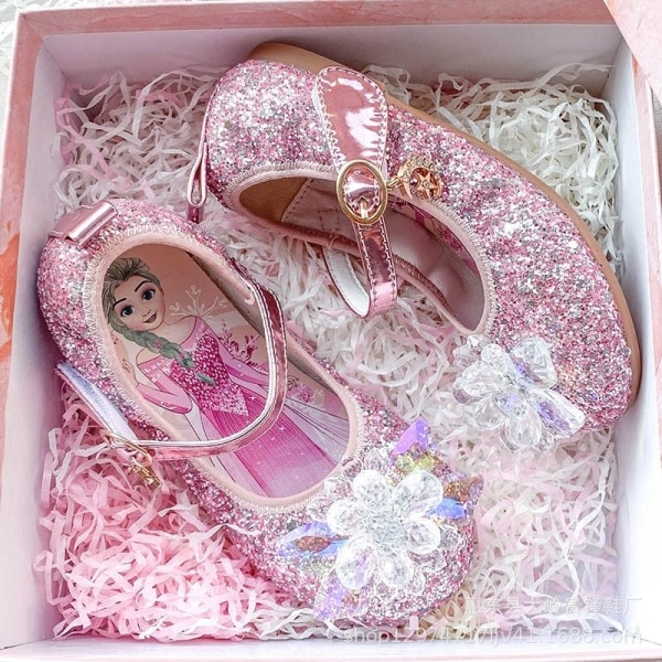 elsa prinsess skor barn flicka med paljetter rosa 15,5 cm / størrelse 24