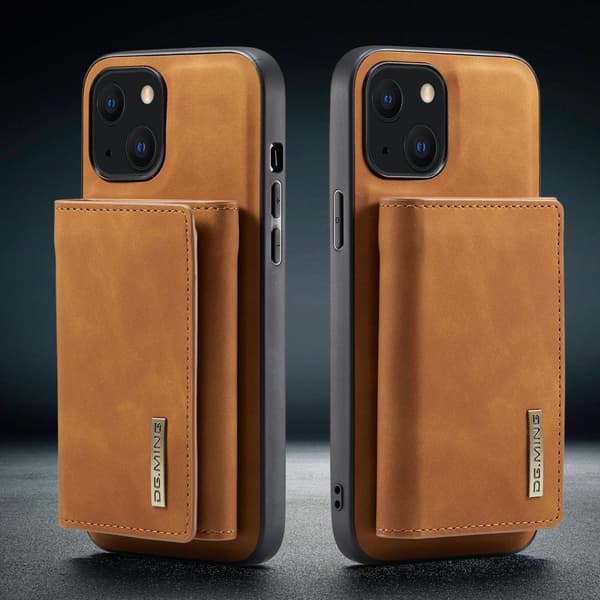 (For iPhone 14 Pro) DG.MING M1 Serie Avtakbart Lommebokdeksel: M kaffe