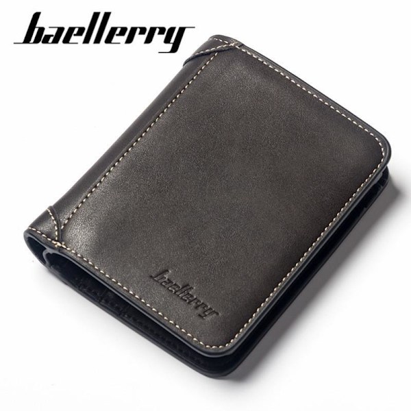 Baellerry Fashion Mænd Læder Kort Punge Klassisk Design Visitkort sort 9,7 cm * 11,7 cm * 1,5 cm