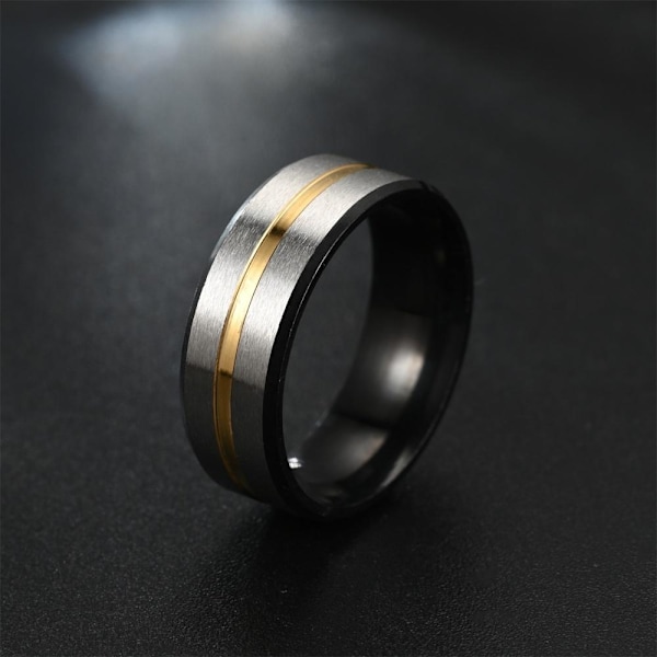 Elegant svart slitsad ring för män - Unik färgglad designdeklara 8mm steg blå nr 8