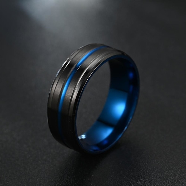 Elegant svart slitsad ring för män - Unik färgglad designdeklara 8mm rum ​​färgglatt nr 9