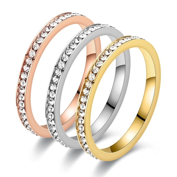 Blændende diamantring til kvinder - 18K guldbelagt tyndt cirkelbånd 2 mm rosa guld nr. 5