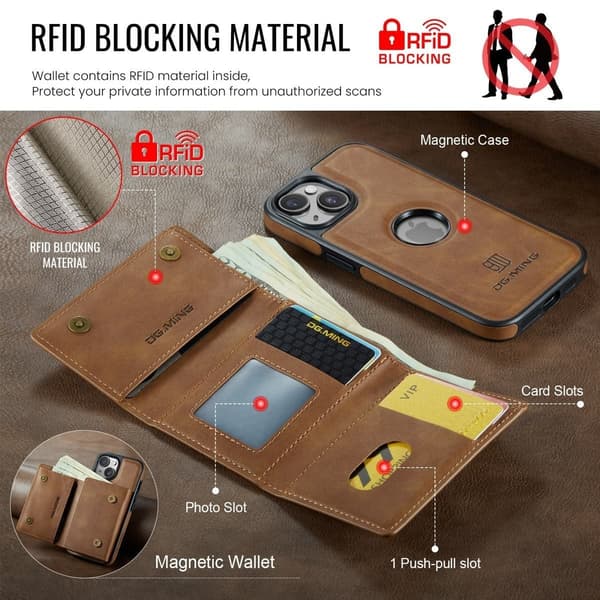 (Til iPhone 13 Pro Max) DG.MING M6 Serien Magnetisk Pung Etui sort