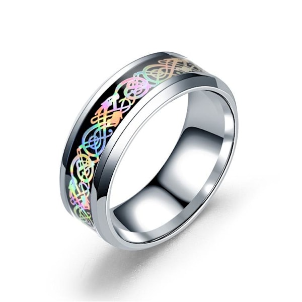 Farverig Glare Dragon Mønster Ring | Modesmykke Statement P sort farverig nr. 11