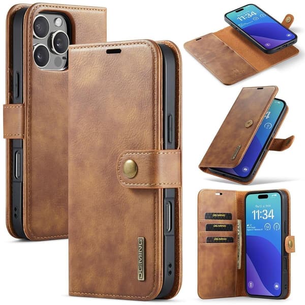 (Til iPhone 12 / iPhone 12 Pro) DG.MING Læderpung Etui: Aft sort