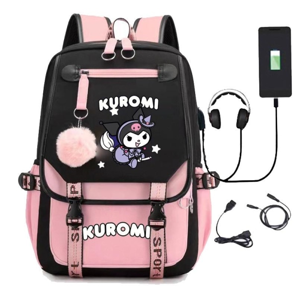 Kuromi ryggsäck barn ryggsäckar ryggväska 1st rosa 2