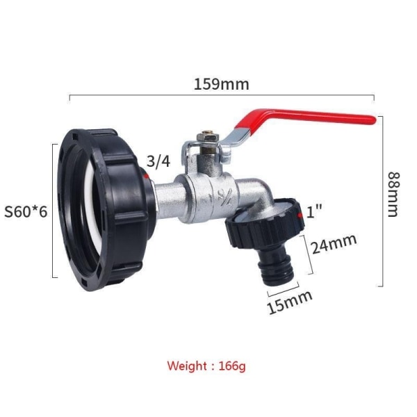 ibc tankadapter ibc koppling ibc anslutnings ibc tank adapter 3/4 legering och plast nippel