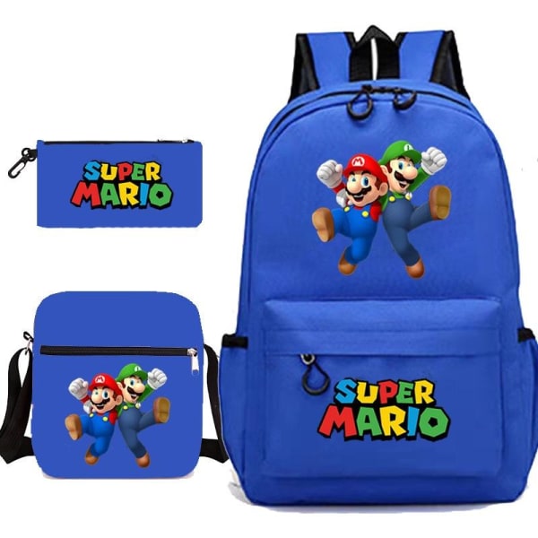 Mario ryggsäck pennskrin axelväska pack (3st) mörkblå 2