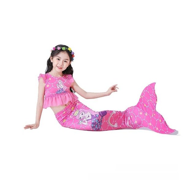 baddräkt med kjol mermaid tail swimsuite flicka blå 110