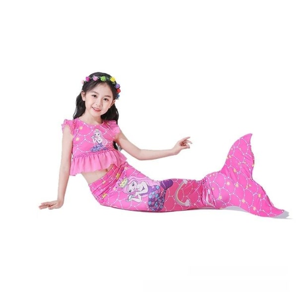 baddräkt med kjol mermaid tail swimsuite flicka blå 120