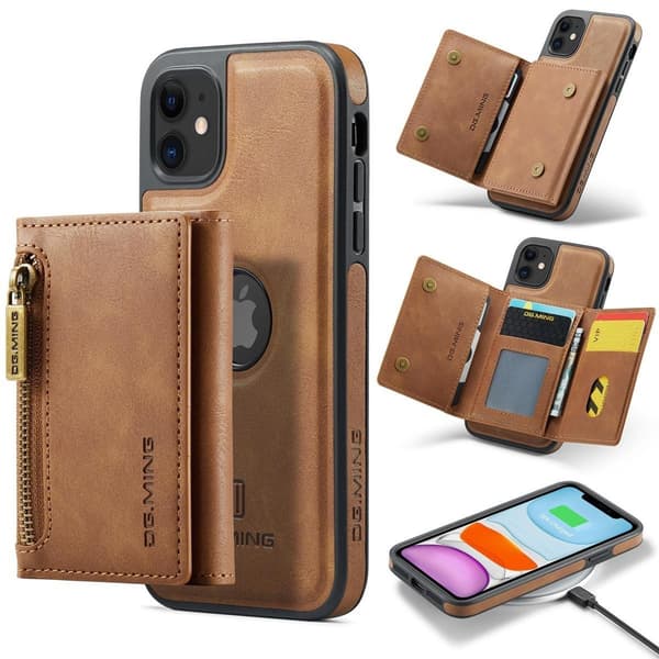 (iPhone 12 / iPhone 12 Pro) DG.MING M5 -sarjan irrotettava lompakko musta