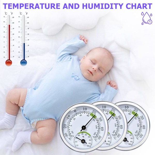 Termometer hygrometer 2-i-1 temperatur- og fugtighedsmåler indeni guld 1 stk