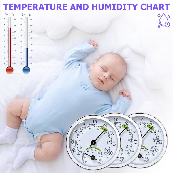 Termometer hygrometer 2-i-1 temperatur- og fugtighedsmåler indeni hvid 1 stk