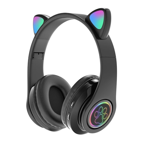 cat ear kuulokkeet bluetooth kissan korvat led valot sort