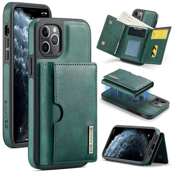 (Til iPhone 14 Pro) DG.MING M6 Serien Magnetisk Pung Etui: grøn