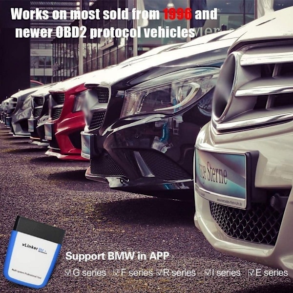 Bimmercode-yhteensopiva vLinker BM+ BLE 4.0 Bluetooth-autodiagnostiikkalaitte kuten kuvassa