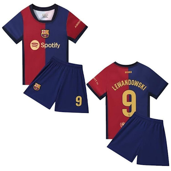 Barcelona FC Lewandowski No. 9 Home Kit - Fotbollströja och shor #14 (90CM)