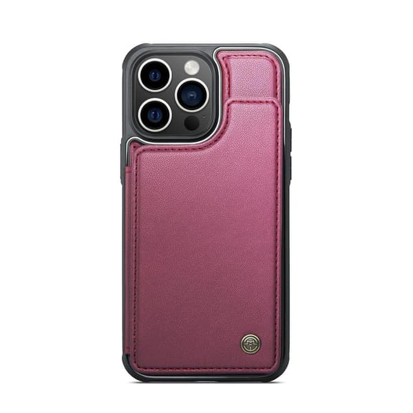 (Til iPhone 15 Plus) Slankt PU-læder pung-etui med støttefod og RFID-beskyttelse 5 kortpladser sort