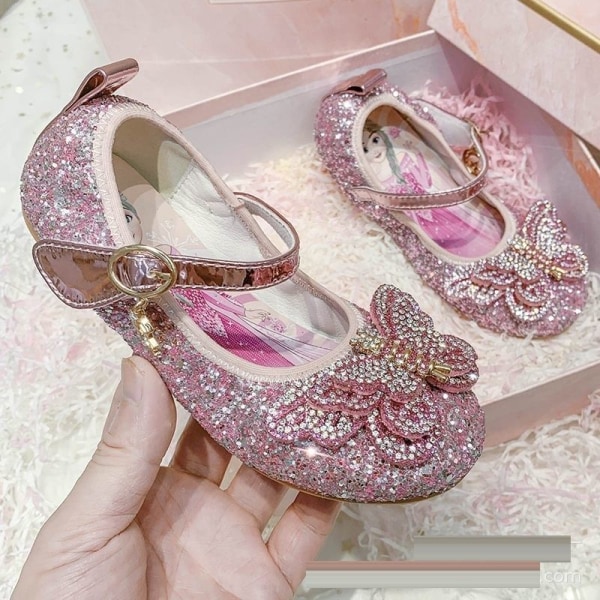 elsa prinsesse sko barn pige med pailletter pink 16,5 cm / størrelse 26