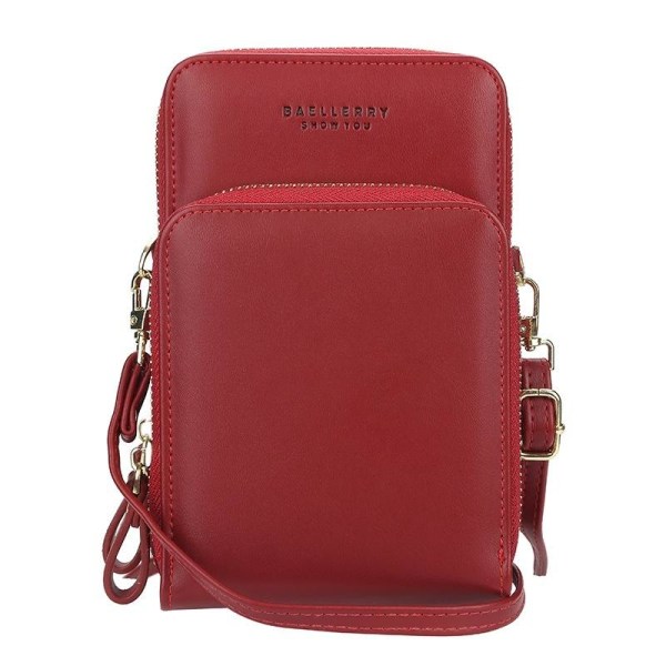 skulderremstaske mobiltaske med skulderstrop damer rød