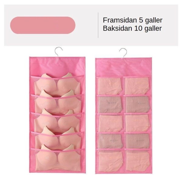 Säilytyspussin säilytyslaatikko alusvaatteille seinään kiinnitettävä puutarha 2kpl/pink-2