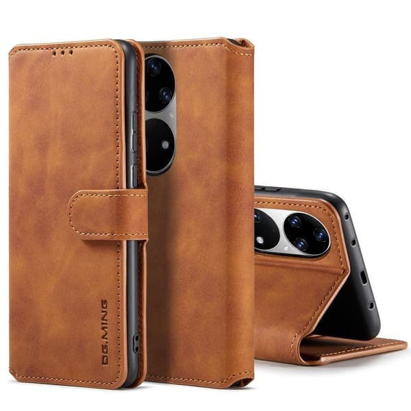 (För Huawei P30 Pro) DG.MING Retro Läder Mobilfodral med Kortfac blå