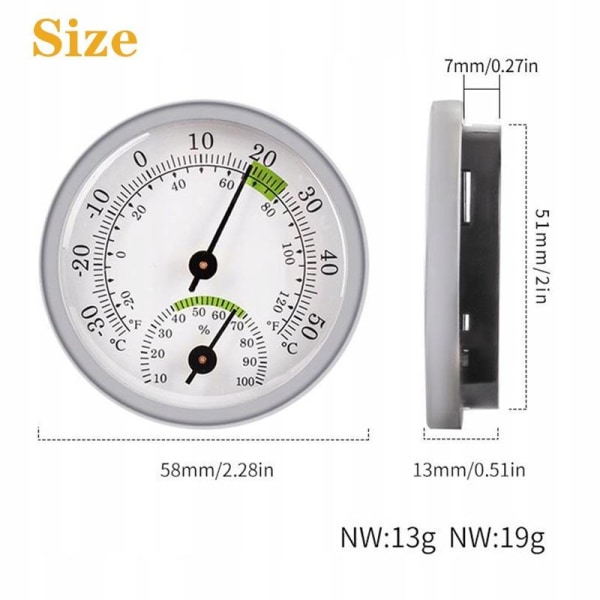 Termometer hygrometer 2-i-1 temperatur- og fugtighedsmåler indeni guld 1 stk