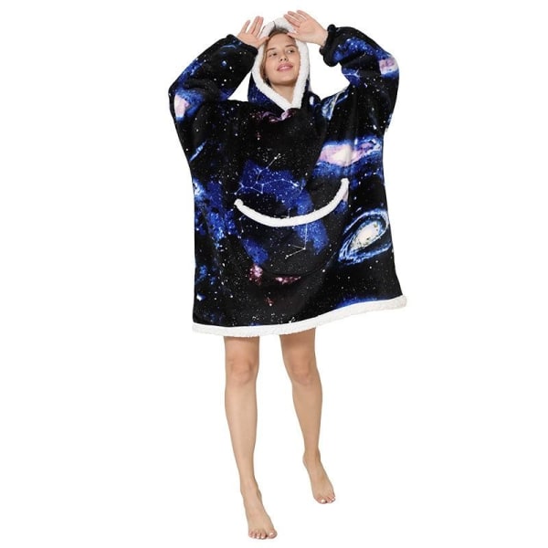 Oversized Sweatshirt Filt med Luvtröja Mjuk Varm Fleece Badrock Universum