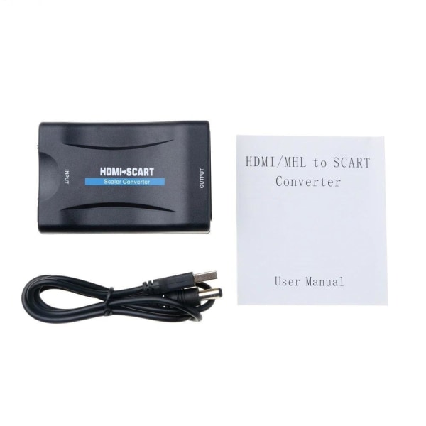 HDMI TILL SCART adapter omvandlare med USB sladd, 1080P