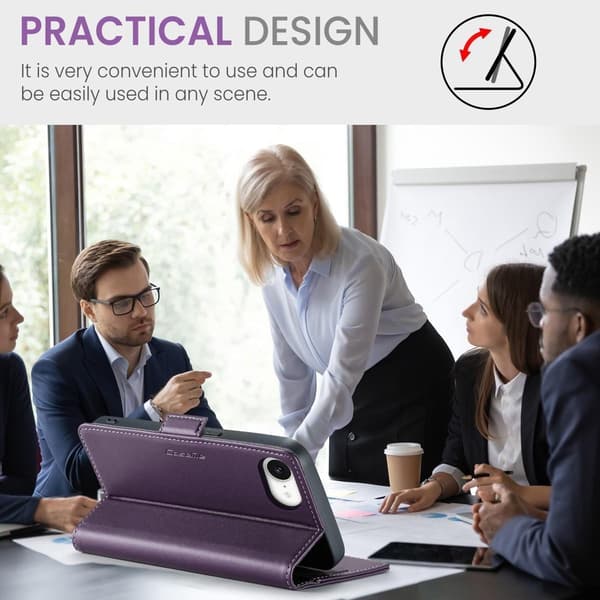 (Til iPhone 12/12 Pro) Læderpung-etui med 3 kortpladser og RFID-blokerende magnetlukning blå
