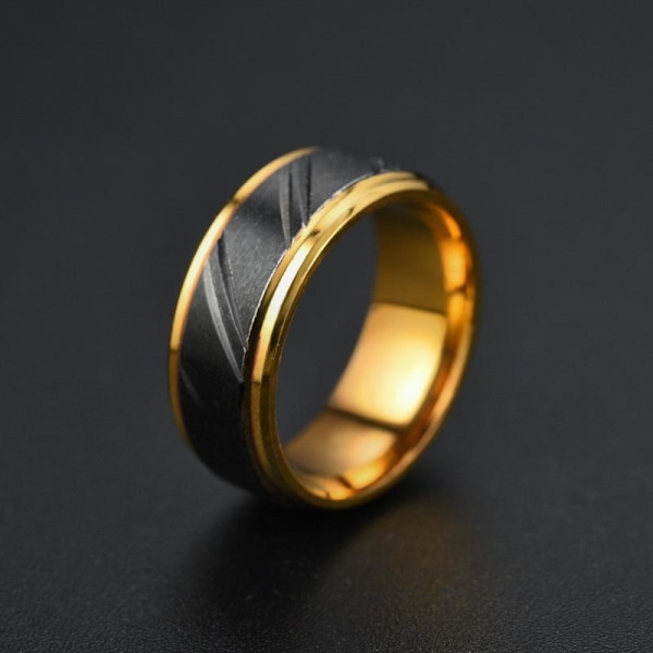 Noble Men's Gold Slitted Ring - Lyft din stil med lyxig avancera 8mm svart nr 10