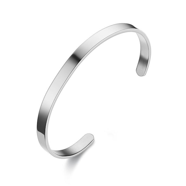 Titanstål C-formet almindeligt armbåndsurrem med justerbar lukning 6mm stålmaling uden ord
