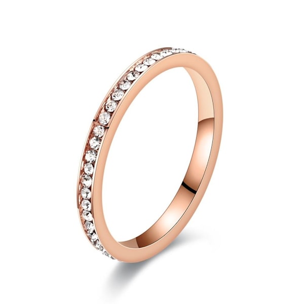 Blændende diamantring til kvinder - 18K guldbelagt tyndt cirkelbånd 2 mm stålmaling nr. 6